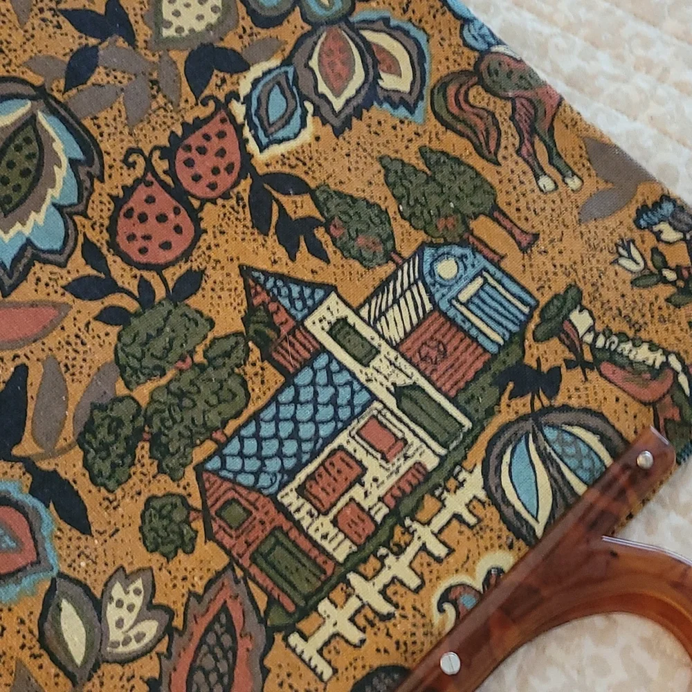 Vintage Boho Purse with Tortoise Handles - Picture 8 of 13